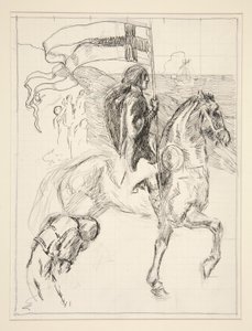 Galahad elutazik, a Szent Grál küldetése című tanulmány (tizenöt festményből álló sorozat a Boston Public Library számára, 1901-ben fejeződött be) alkotó: Edwin Austin Abbey