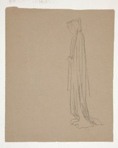Csuklyás figura (recto); Egy férfialak tanulmányozása (fordítva) alkotó: Edwin Austin Abbey