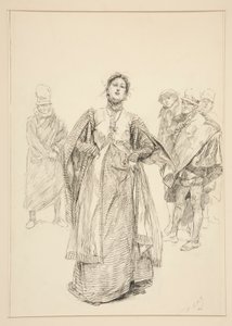 Katharina, illusztráció az I. felvonás i. jelenetéhez, A cickány megszelídítése alkotó: Edwin Austin Abbey