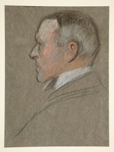 A férfi bal oldali profilú feje, Edward koronázása alkalmából. VII alkotó: Edwin Austin Abbey