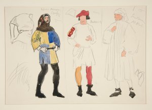 Vászonjelmez, Baker jelmez, Gentleman: jelmezvázlat Henry Irving számára alkotó: Edwin Austin Abbey