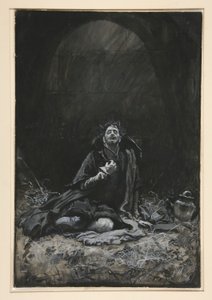 Malvolio a börtönben, illusztráció a III. felvonáshoz, iv. jelenet, Tizenkettedik éjszaka alkotó: Edwin Austin Abbey