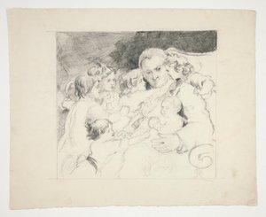Férfi gyerekekkel körülötte - azonosítatlan illusztráció alkotó: Edwin Austin Abbey