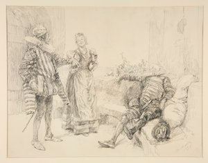 Maria, Sir Andrew és Toby, illusztráció az I. felvonáshoz, 3. jelenet, Tizenkettedik éjszaka