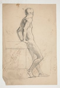 Meztelen férfi alak tanulmány, életosztály alkotó: Edwin Austin Abbey