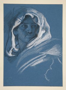 Egy csuklyás fiatalember portréja alkotó: Edwin Austin Abbey