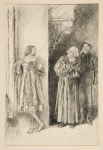 Proteus és Antonio, az I. felvonás iii. jelenetéből: Két veronai úr alkotó: Edwin Austin Abbey