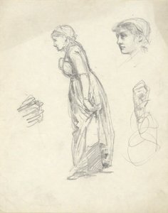Tanulmányi lap: Nő, fej és kezek alkotó: Edwin Austin Abbey