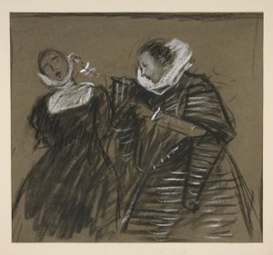 Vázlat a cickány megszelídítéséhez (?) alkotó: Edwin Austin Abbey