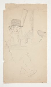 Vázlat egy nyomorék férfiról, aki az asztalnál ül a bárban alkotó: Edwin Austin Abbey