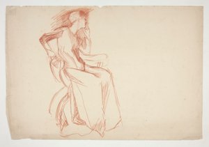 Vázlat egy női alakról, ülő - azonosítatlan illusztráció alkotó: Edwin Austin Abbey