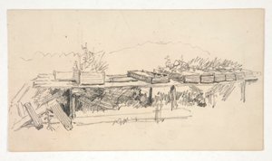 Vázlat egy párkányról ültetvényesekkel alkotó: Edwin Austin Abbey