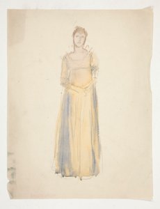 Vázlat egy nőről (sárgába öltözve) - jelmeztanulmány egy színdarabhoz? alkotó: Edwin Austin Abbey