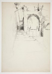 Sketch of an outdoor stairway (Italian pergola, for book illustration)   1333545   hu       hungarian Successfully Translated  Original: Vignet til "Gennem Frankrig" Translat: Vignet til "Gennem Frankrig" 1300783 hu hungarian Successfully Translated Origin alkotó: Edwin Austin Abbey