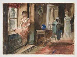Vázlat figurák egy belső térben alkotó: Edwin Austin Abbey