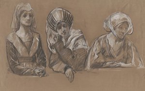 Tanulmányok 3 nőről a királyi börze számára. alkotó: Edwin Austin Abbey