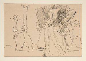 Tanulmány a papnak és a nagyasszonynak (akvarell) alkotó: Edwin Austin Abbey
