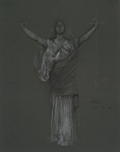 Tanulmány törvény allegorikus alakjához, rondelhez a Pennsylvania állam fővárosának rotundájában, Harrisburg, 1902-1911 alkotó: Edwin Austin Abbey
