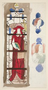 Tanulmány egy azonosítatlan ólomüveg ablakhoz, amely egy bíborost (?) ábrázol alkotó: Edwin Austin Abbey