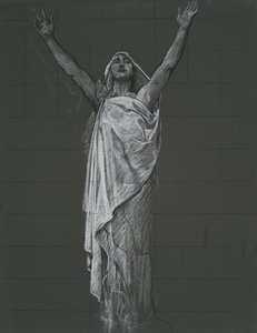 Tanulmány a Vallási rondel figurájáról a pennsylvaniai Harrisburg állam fővárosának rotundájában, 1902-1911 alkotó: Edwin Austin Abbey