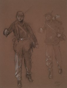 Tanulmány két polgárháborús katona alakjaihoz, in alkotó: Edwin Austin Abbey