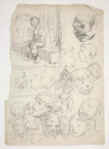 Egy fiú tanulmányozása, az arcok tanulmányozása alkotó: Edwin Austin Abbey