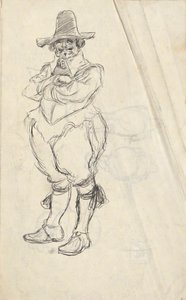 Egy férfi tanulmánya a XVII. Holland jelmez – azonosítatlan. Tanulmányok a fordítottról alkotó: Edwin Austin Abbey