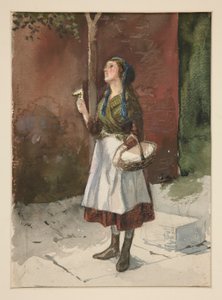 Tanulmány egy fiatal lányról a kertben alkotó: Edwin Austin Abbey