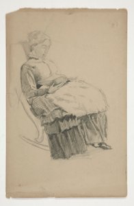 Tanulmány egy idős nőről hintaszékben, olvas alkotó: Edwin Austin Abbey