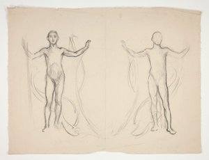 Tanulmány két lánghordozóról alkotó: Edwin Austin Abbey