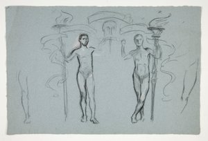 Tanulmány két lánghordozóról alkotó: Edwin Austin Abbey