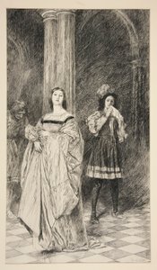 Sylvia és Valentine, a II. felvonás i. jelenetéből, Two Gentlemen of Verona alkotó: Edwin Austin Abbey