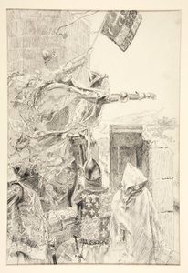 A király a Flint-kastély falán; alkotó: Edwin Austin Abbey