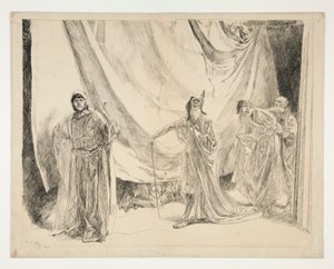 A játékosok visszatérése, illusztráció az V. felvonáshoz, I. jelenet, Szentivánéj alkotó: Edwin Austin Abbey