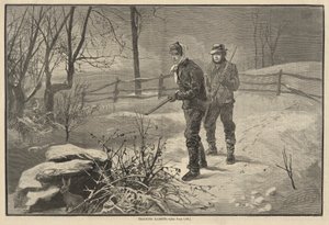 Nyulak nyomon követése alkotó: Edwin Austin Abbey