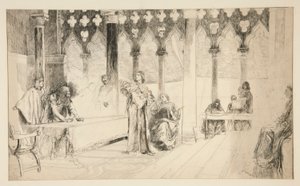Próbajelenet, a Velencei kereskedőtől alkotó: Edwin Austin Abbey