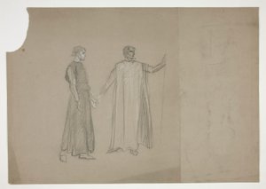 Két ábra: korai tanulmány alkotó: Edwin Austin Abbey