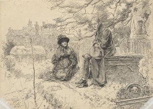 Két alak a templomkertben alkotó: Edwin Austin Abbey