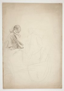 Két figura egy kocsin ülve - (azonosítatlan illusztráció) alkotó: Edwin Austin Abbey