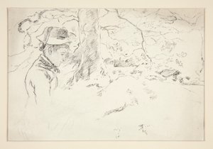 Nő ül a kertben - azonosítatlan illusztráció alkotó: Edwin Austin Abbey