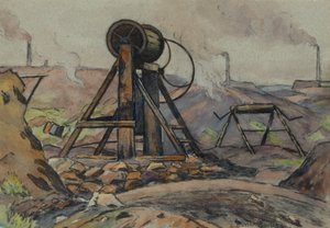 The Winding Gear (akvarell és szén, papíron)