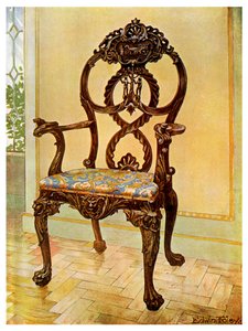 Faragott korai Chippendale elnöki szék, 1911-1912. alkotó: Edwin Foley