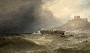 Brig Drifting Ashore, Bamborough, Northumberland, 1875