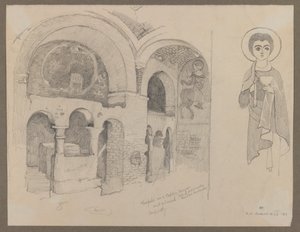 Ókeresztény (kopt) kolostor Esnában, 1887. március 1. (grafit papíron)