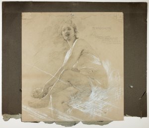 Terpsichore (recto) és Táncoló női figura (verso), Mural Studies for Drawing Room Ceiling, Collis P. Huntington lakóhelye, jelenleg a Yale Egyetem Művészeti Galériája alkotó: Edwin Howland Blashfield