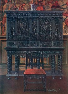 A „Rubens” kabinet, windsori kastély – ébenfából faragott. Belső szerelvények intarziás és teknősbéka-oszlopok