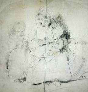 Egy anya két gyermekkel (ceruza, papír) alkotó: Edwin Landseer