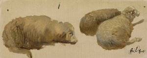 Három bárány nyugalomban (olaj, papír) alkotó: Edwin Landseer