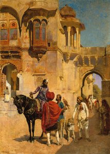 Indulás vadászatra egy jodhpore-i palota előterében, 1898-1900