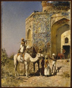 A régi kék csempés mecset Delhi külvárosában, India alkotó: Edwin Lord Weeks